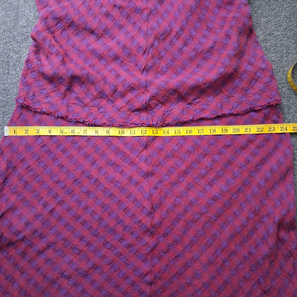 Holte Purple Red Plaid Two Piece Set V-Neck Top Midi Skirt Raw Hem Size‎ 1 - Picture 6 of 13